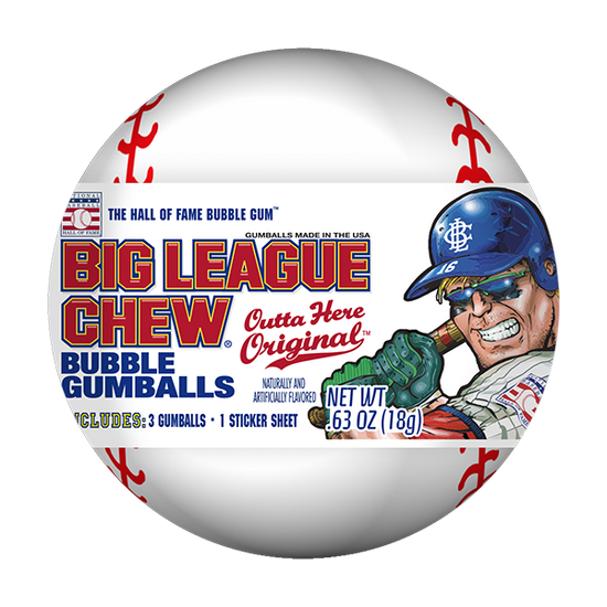 BIG LEAGUE CHEW BASEBALL W/ GUMBALLS, STICKERS & TATTOO